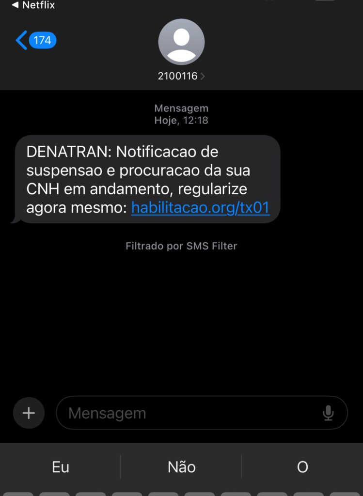 sms golpe cnh