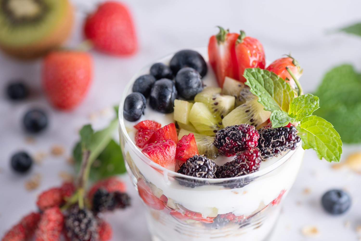 Salada de frutas com iogurte