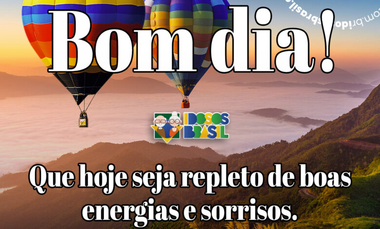 Imagem de balões no céu com uma linda frase de Bom Dia