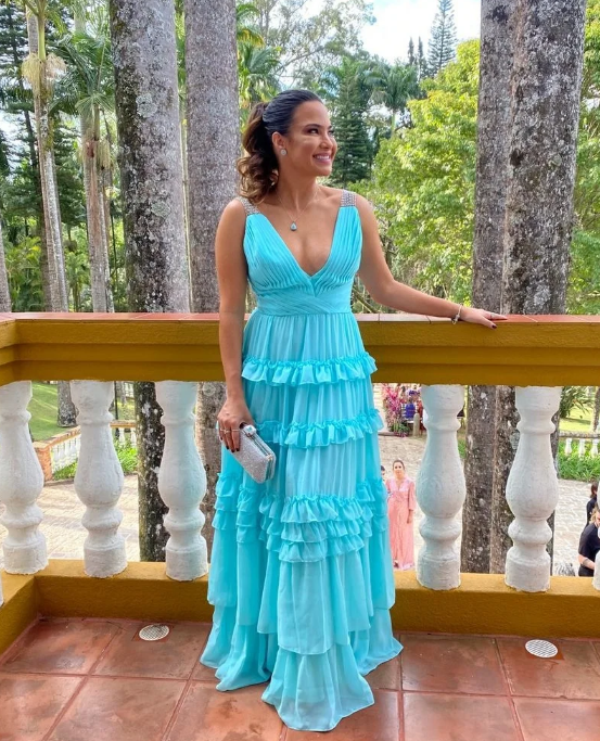 Vestido longo de chiffon