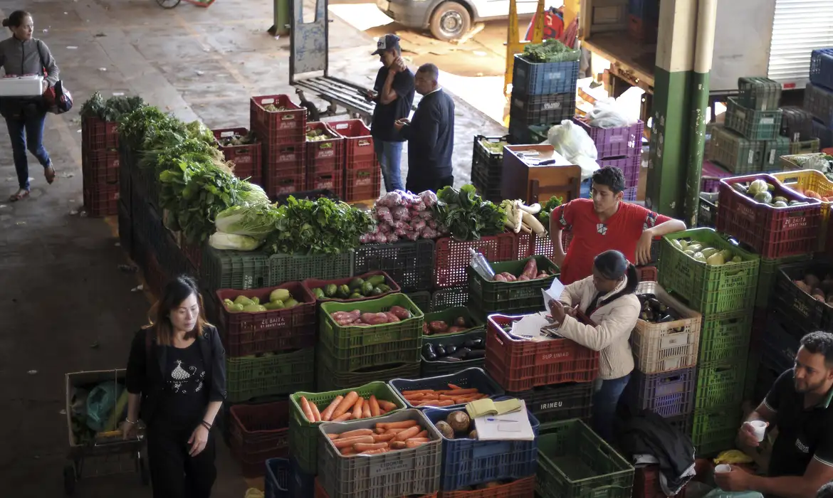 Imagem de uma feira vendendo coentro