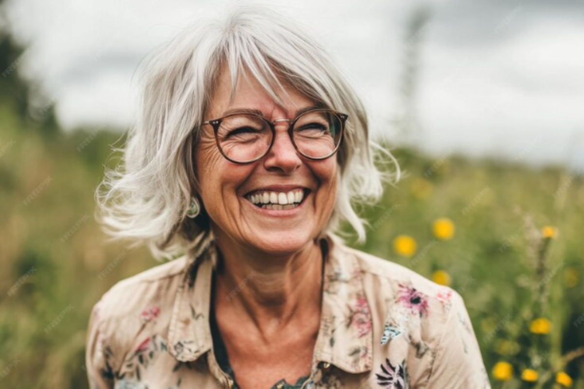 Mulher com mais de 50 anos sorrindo