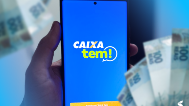 Tela do aplicativo Caixa Tem com opções de empréstimo, destacando a facilidade para acessar crédito de até R$ 3.000,00.