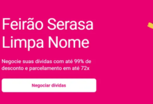 Feirão Limpa Nome do Serasa com descontos de até 99% e opções de parcelamento em até 72 vezes.