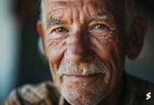 Retrato de um idoso sorrindo, destacando a importância das políticas públicas para a terceira idade.