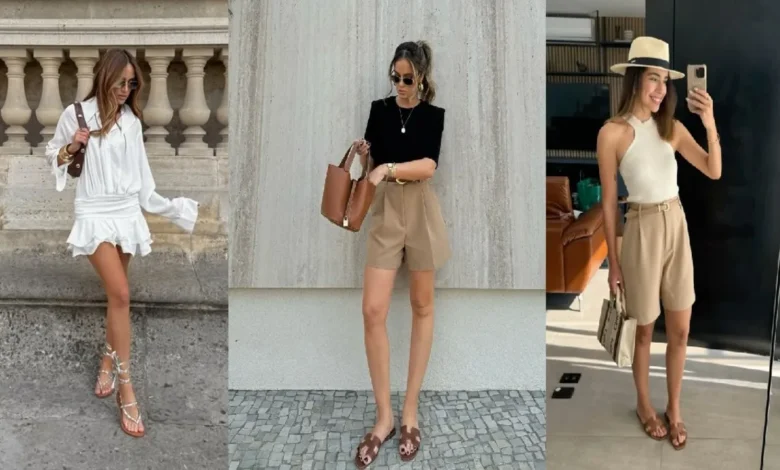 Três inspirações de looks elegantes de alfaiataria combinados com rasteirinhas para dias quentes