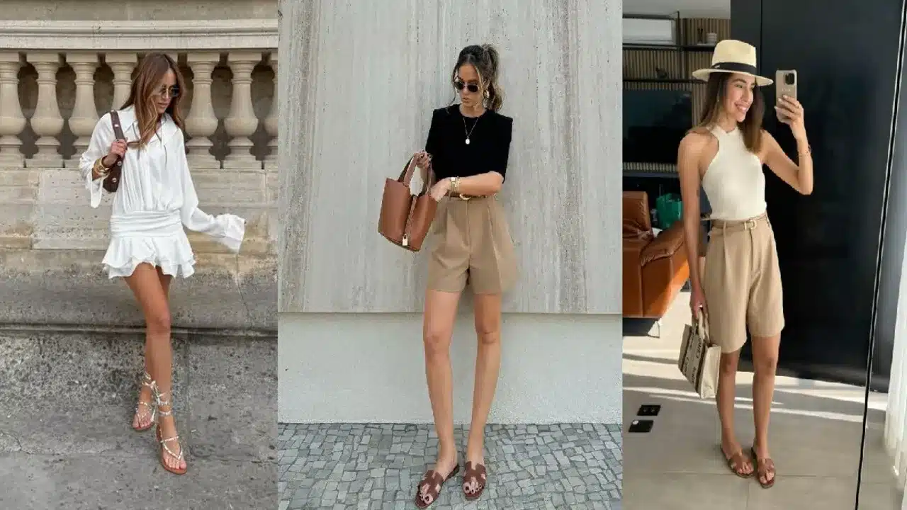 Três inspirações de looks elegantes de alfaiataria combinados com rasteirinhas para dias quentes