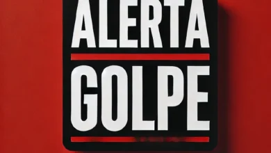 Aviso sobre possível golpe – Alerta em fundo vermelho com letras brancas e pretas.