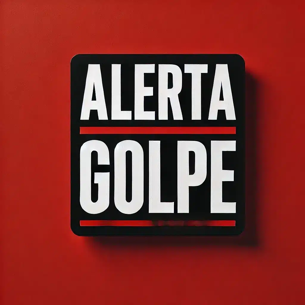 Aviso sobre possível golpe – Alerta em fundo vermelho com letras brancas e pretas.