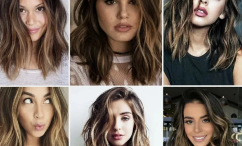 Vários cortes de cabelo com ondas modernas e volumosas, mostrando diferentes estilos.