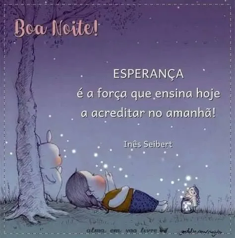 Ilustração com mensagem de boa noite sobre esperança, com personagem deitado sob uma árvore.