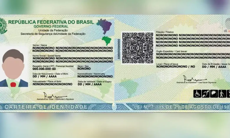 Nova Carteira de Identidade Nacional (CIN) com design atualizado e novas informações.