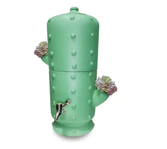 Filtro de barro cacto verde com decoração de flores