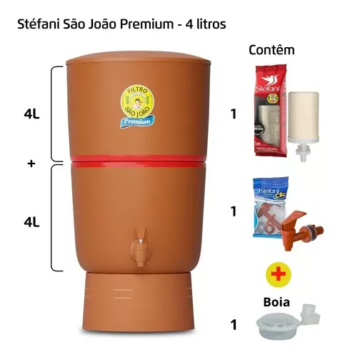 Filtro purificador São João Premium 4 litros com acessórios