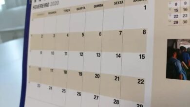 Calendário de fevereiro de 2020 com destaque para datas no mês