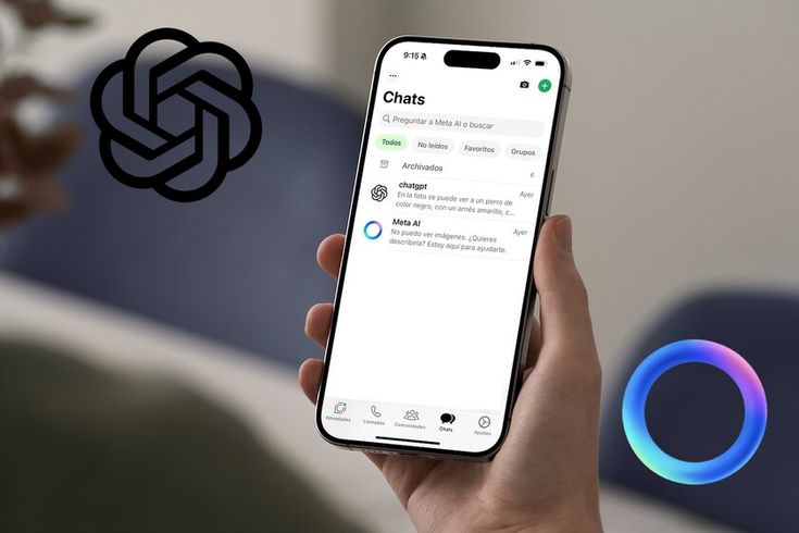 Tela de conversa no WhatsApp mostrando o assistente de IA Meta AI com o ícone do Círculo Azul.