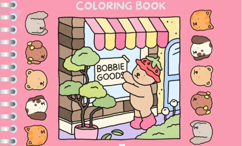 Capa do livro de colorir Bobbie Goods com ilustração fofa em tons pastel