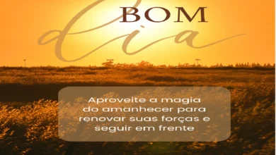 Amanhecer dourado com mensagem inspiradora de bom dia para renovar forças e seguir em frente