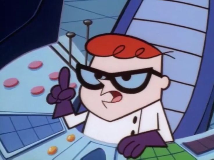 Dexter, o gênio da ciência, em seu laboratório, pronto para apresentar mais uma invenção brilhante.