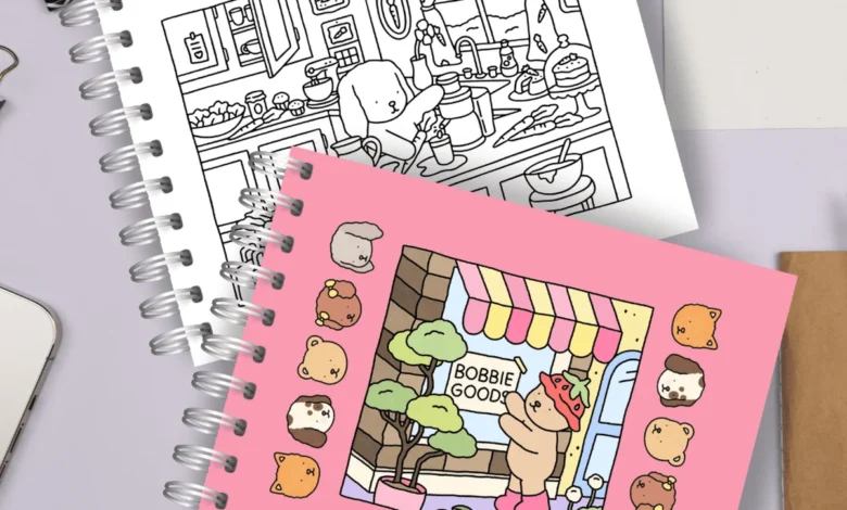 Livro Bobbie Goods original com capa rosa e ilustrações fofas de bichinhos, ideal para identificar produto verdadeiro.