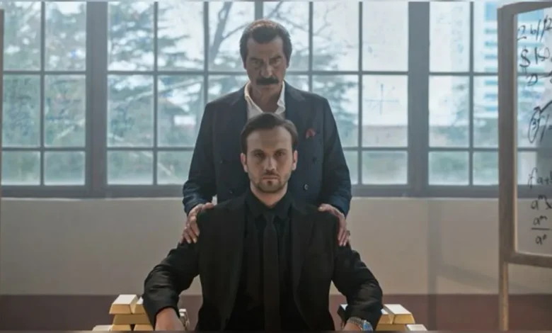 Cena dramática da série turca Deha com dois personagens em ambiente matemático.
