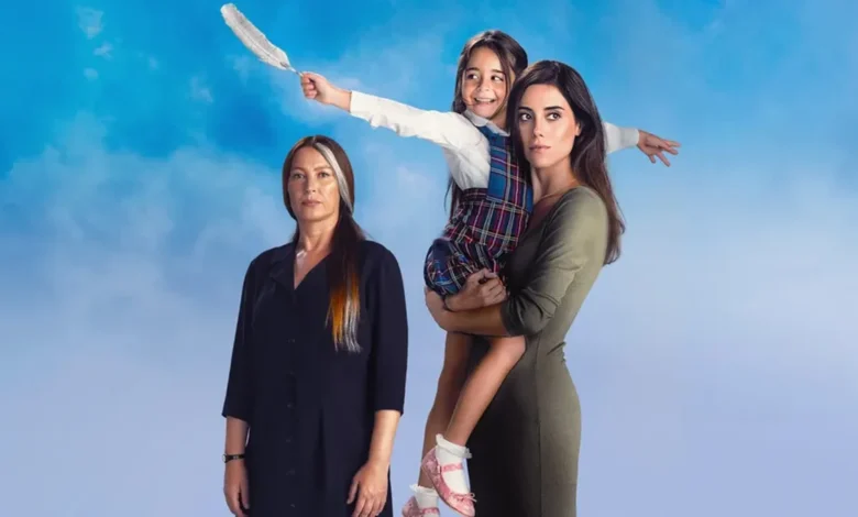 Imagem promocional da novela turca 'Mãe', exibida pela Record, com três personagens principais em primeiro plano