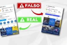 Alerta urgente do INSS mostrando perfis falso e real no Instagram para aposentados e pensionistas.