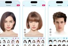 Simulação de cortes de cabelo femininos e masculinos em aplicativo de estilo virtual