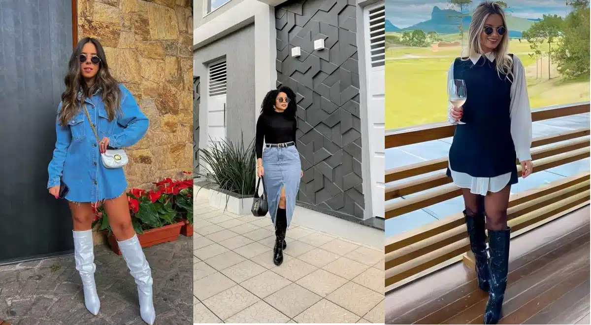 Looks modernos para a festa junina: vestidos e saias combinados com botas altas, para fugir do óbvio e garantir estilo.
