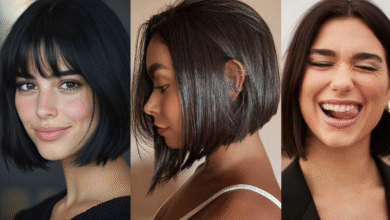 Mulheres com corte blunt bob em diferentes estilos: com franja, reto e levemente assimétrico
