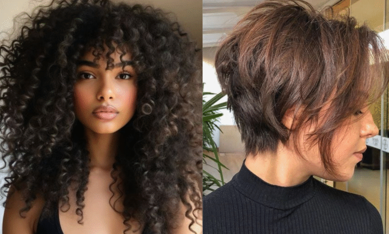 Dois cortes de cabelo femininos que ajudam a afinar o rosto: cacheado volumoso e pixie alongado