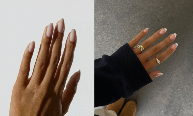 Unhas minimalistas Soap Nails, com acabamento brilhante e cor neutra, tendência para 2025.