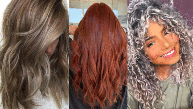 Trio de mulheres com diferentes tons de cabelo: loiro mel, ruivo vibrante e cabelo cacheado grisalho, representando a diversidade de cores de cabelo em alta.