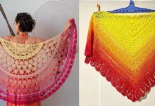 Modelos de xales de crochê em gradiente de cores
