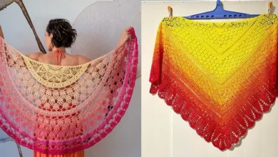 Modelos de xales de crochê em gradiente de cores