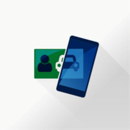 Ícone representando digitalização de documentos de trânsito com celular e CNH