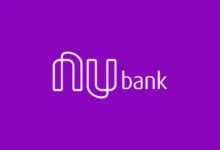Logo do Nubank com fundo roxo e letras brancas.