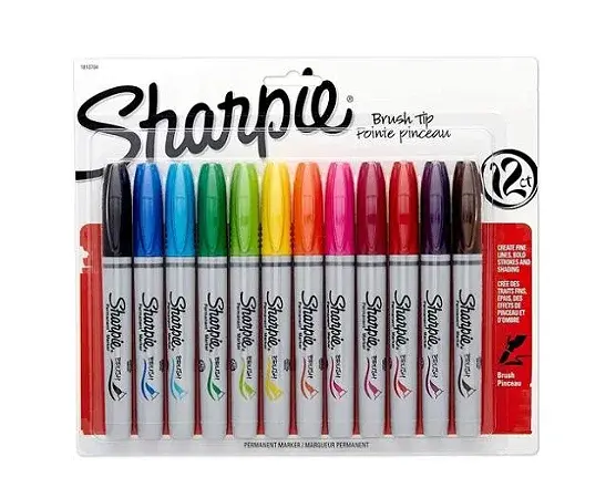 Conjunto de 12 canetinhas Sharpie com ponta pincel