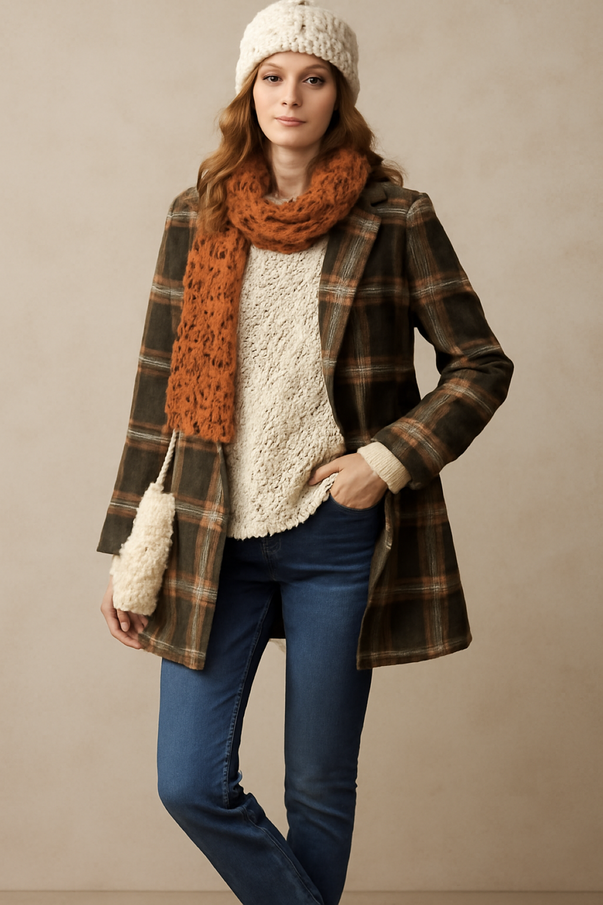 Combinação de peças xadrez e crochê para o inverno