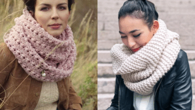 Mulheres usando golas de crochê em estilos diferentes durante o inverno
