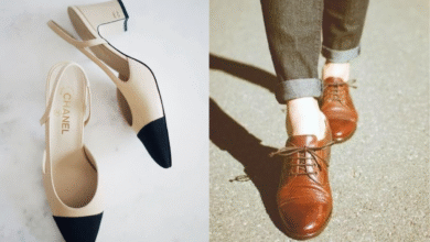 Sapatos bicolor e oxford representando tendências dos anos 80