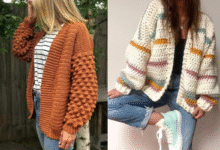 Casacos e cardigans de crochê em looks estilosos de inverno