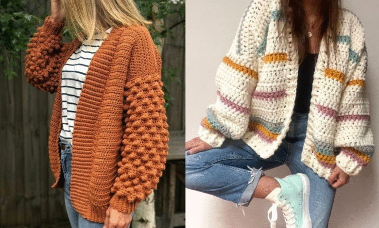 Casacos e cardigans de crochê em looks estilosos de inverno