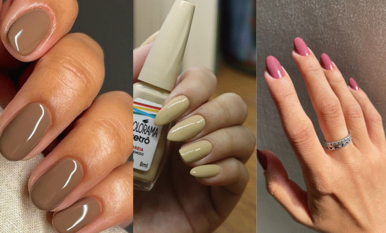 Combinação de esmaltes neutros tendência para o inverno com tons terrosos e rosados.