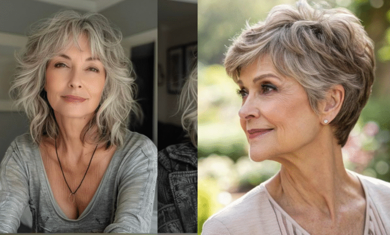 Mulheres maduras com cortes de cabelo curtos e modernos