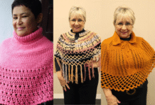 Três modelos diferentes de pelerine de crochê para o inverno