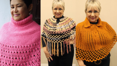 Três modelos diferentes de pelerine de crochê para o inverno