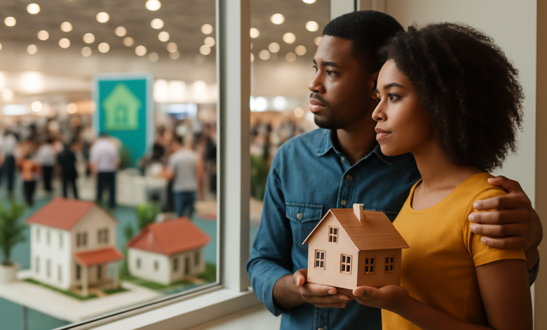 Casal segurando uma maquete de casa