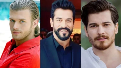 Kıvanç Tatlıtuğ, Burak Özçivit e Çağatay Ulusoy, três dos galãs turcos mais populares, em uma imagem em grupo.