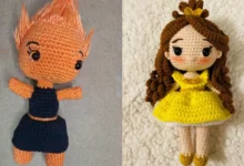 Amigurumis da Princesa Bela e Faísca Ember em crochê